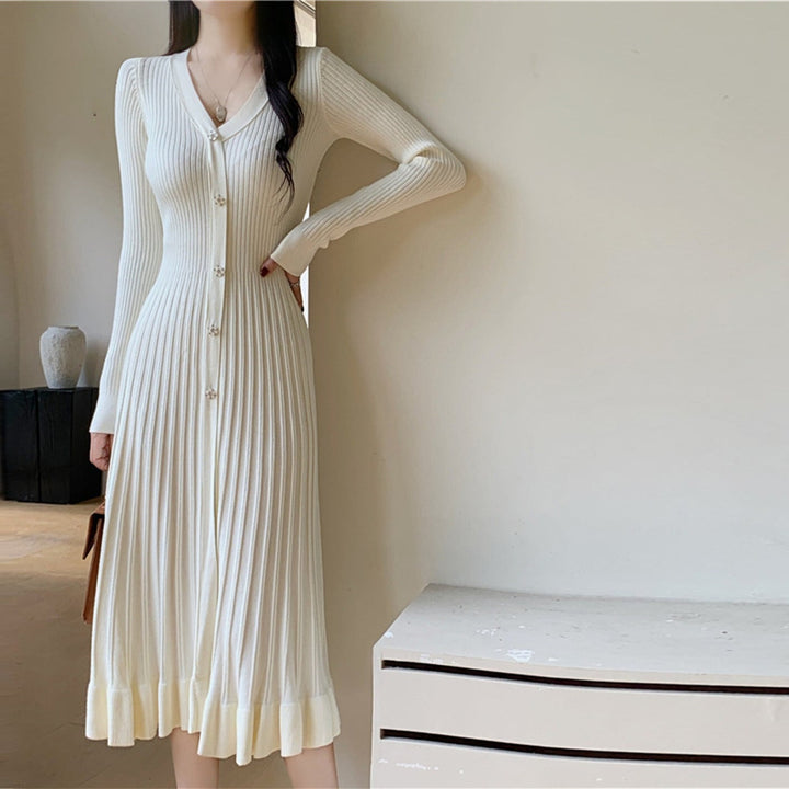 【dress】Vネックニットワンピース　M26694