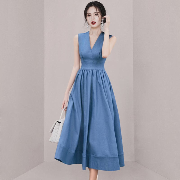 【dress】好感度UPVネックノースリーブワンピース　M16876