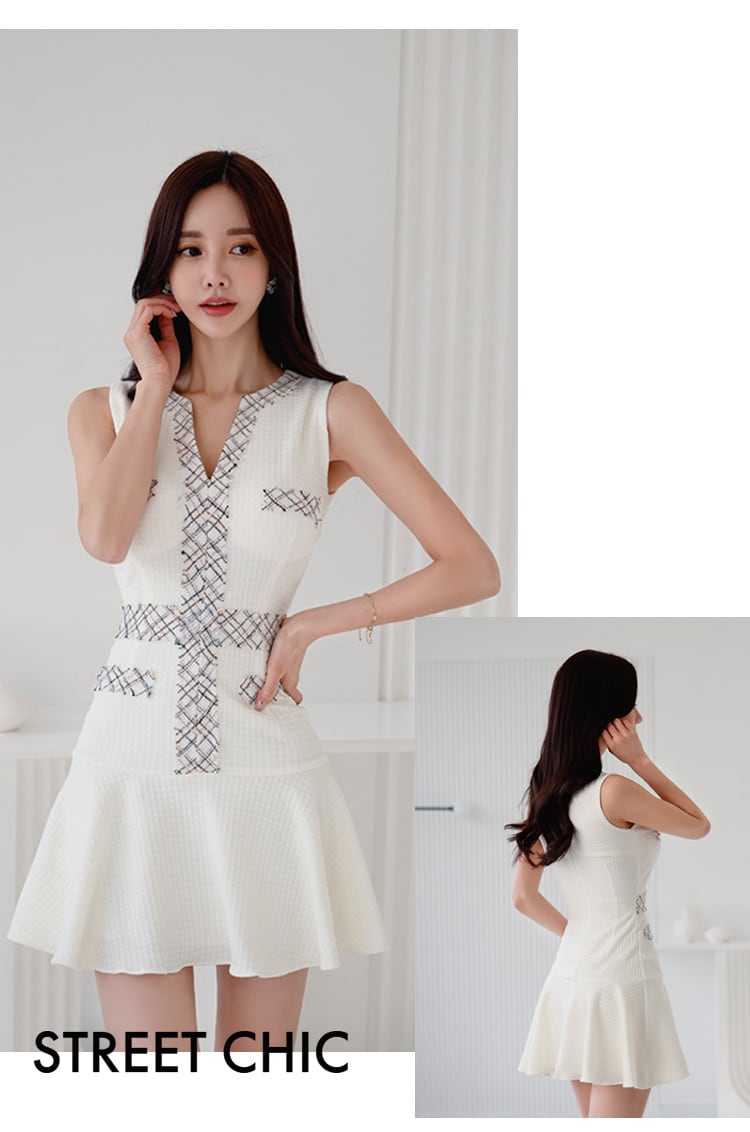 【dress】韓国系ノースリーブエレガントデートワンピース　M17439
