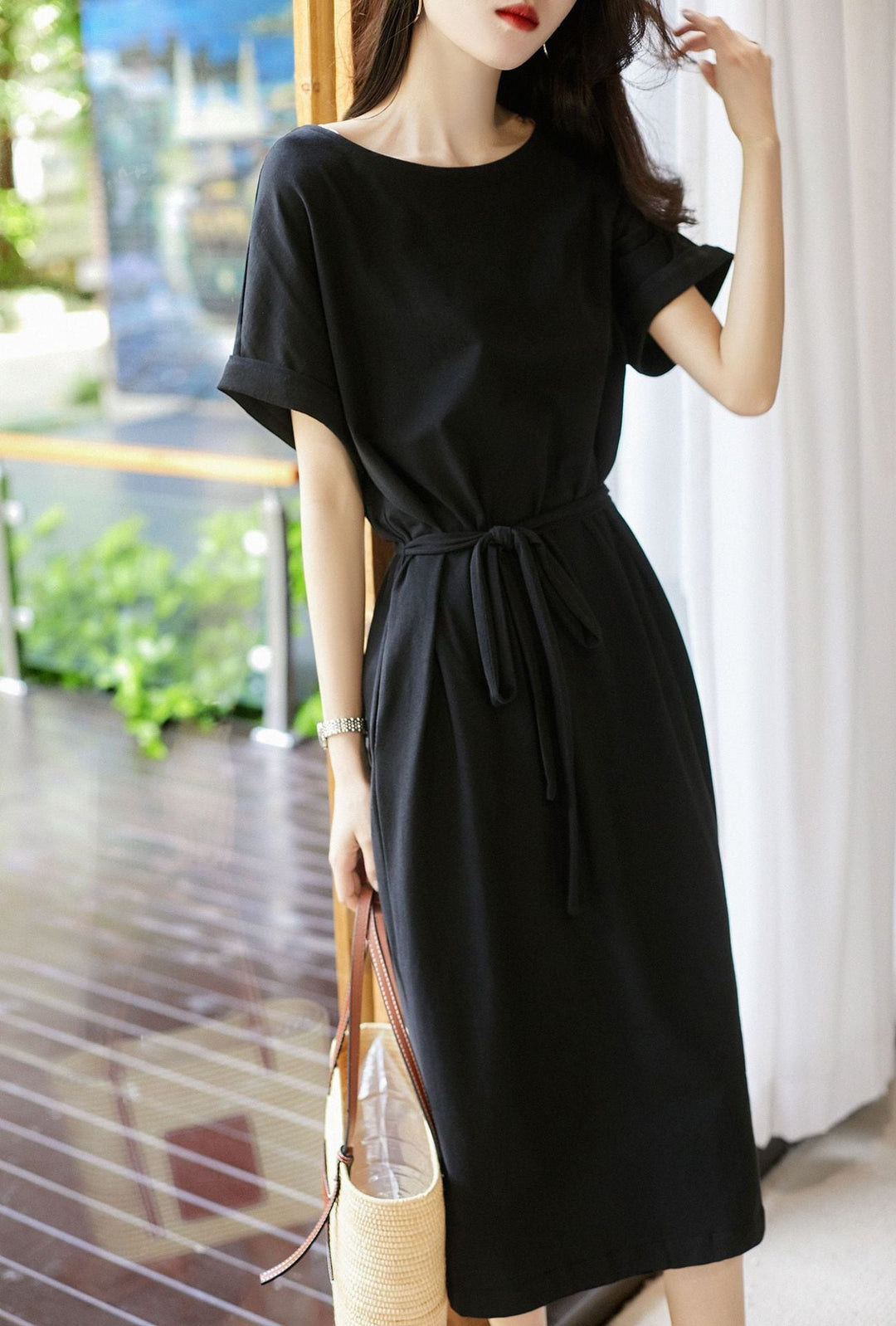 【dress】好感度UPOL、通勤エレガント無地ワンピース　M16856