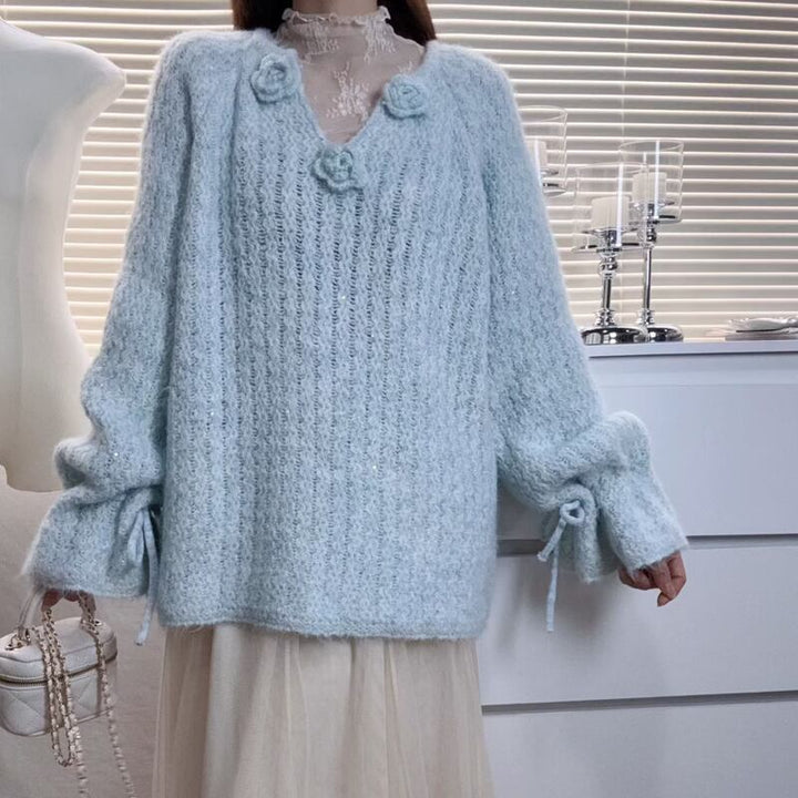 【tops】スパンコール付きニットトップス Q7289