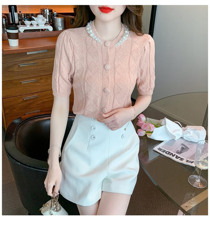 【tops】存在感 スウィートオシャレ薄手ニットトップス　M16839