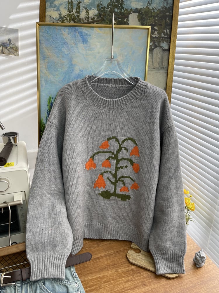 【tops】ジャカードニットセーター　M26612