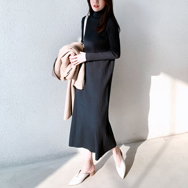 【dress】人気アイテム ! ハイネックニットワンピース　M17662