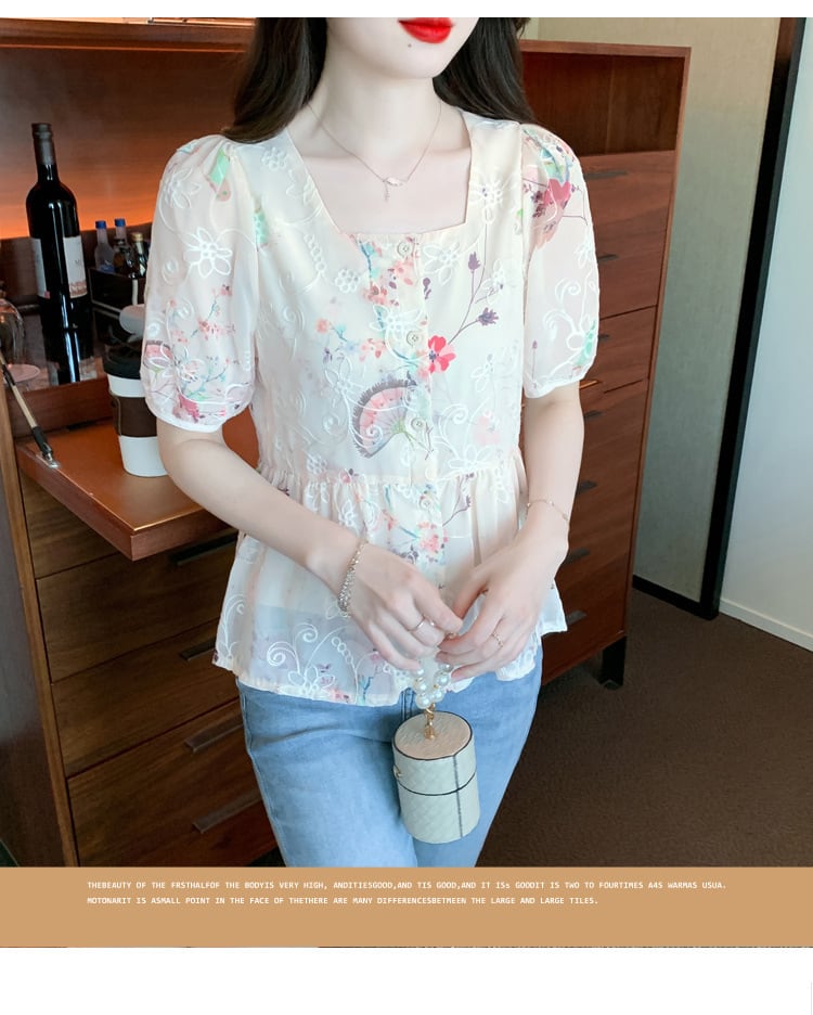 【tops】大人らしい スウィート花柄シャツトップス　M16892