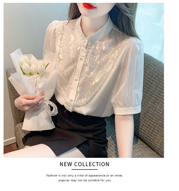 【tops】存在感 スウィートオシャレシャツトップス　M16788