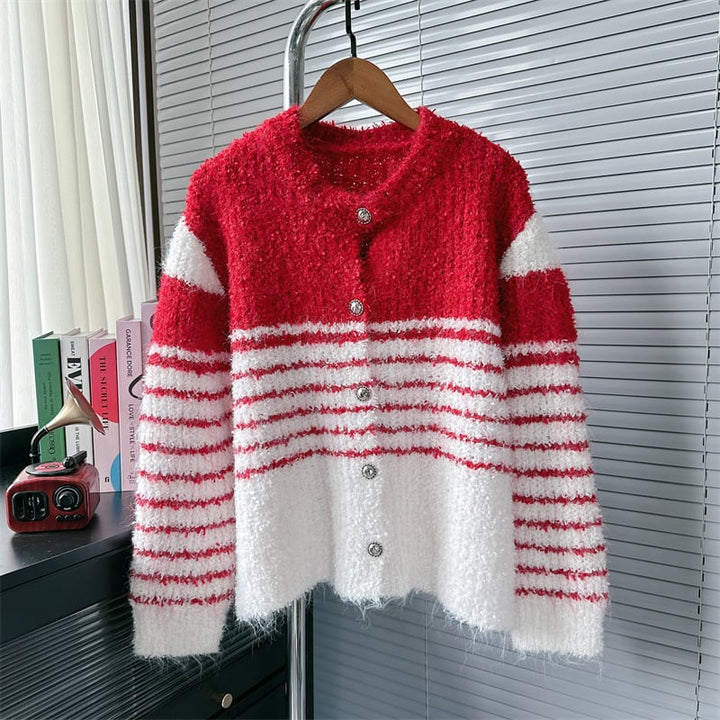 【outer】ボーダー柄ニットカーデ　M26069