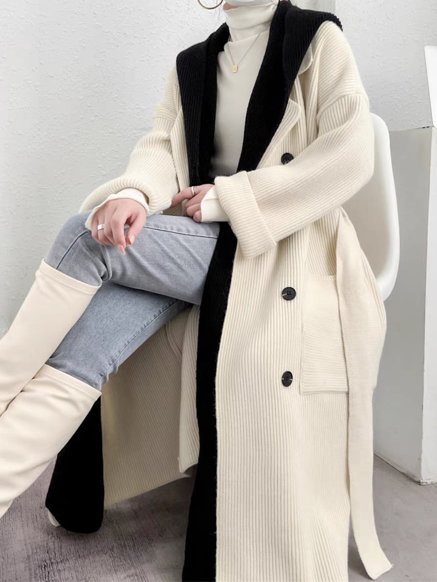 【outer】ドッキングロング丈ニットカーデ　M18270