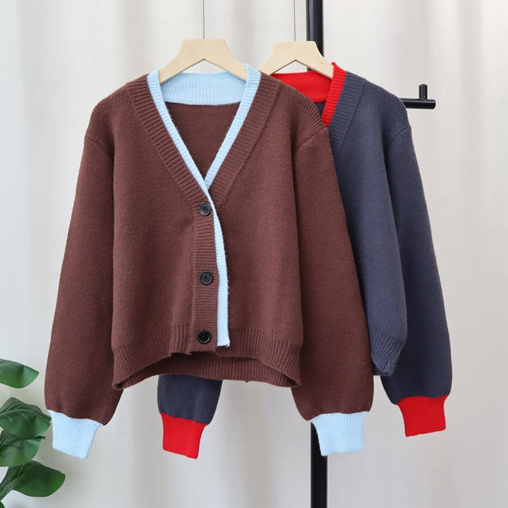 【outer】配色ニットカーデ　M26941