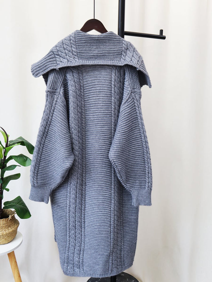 【outer】ロング丈折り襟ニットカーデ　M18269
