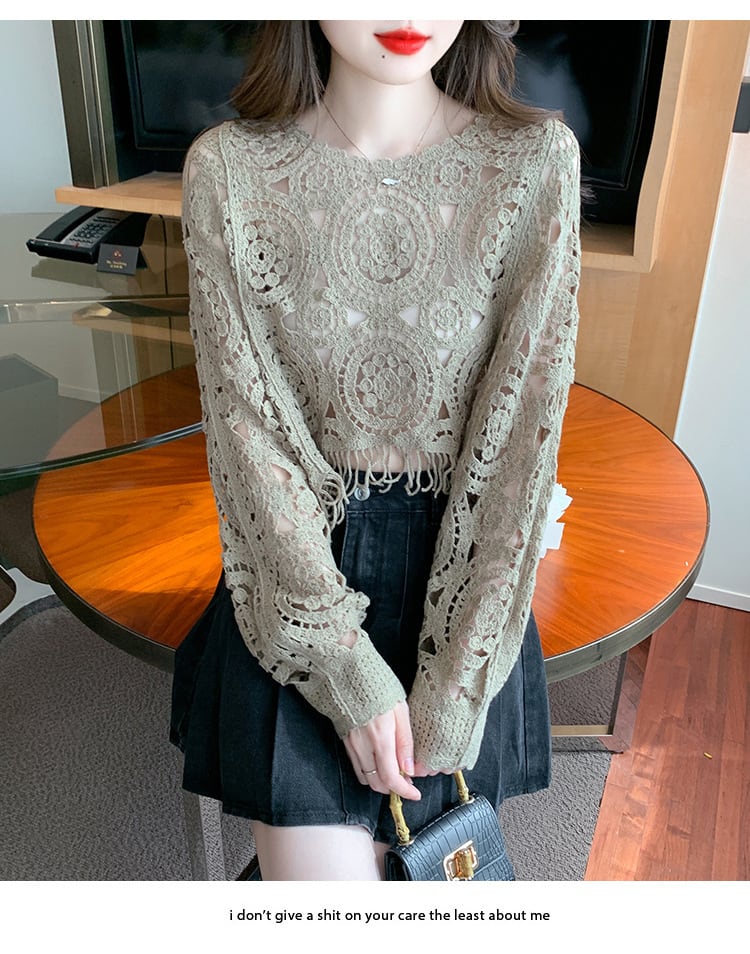 【tops】優しい雰囲気カットワークレーストップス　M17665