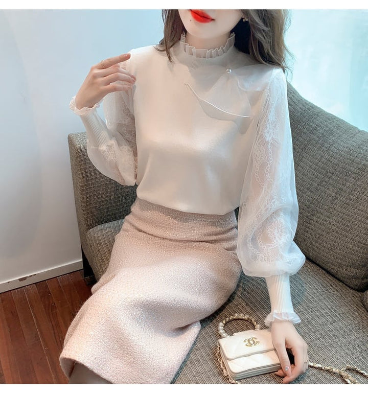 【tops】チュールドッキングニットトップス　M27139