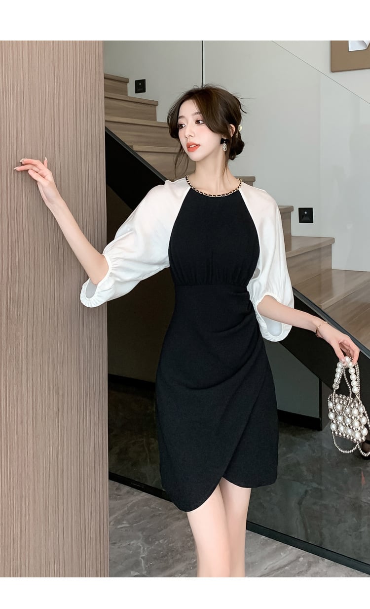 【dress】高級感 エレガント切り替えデートワンピース　M17499