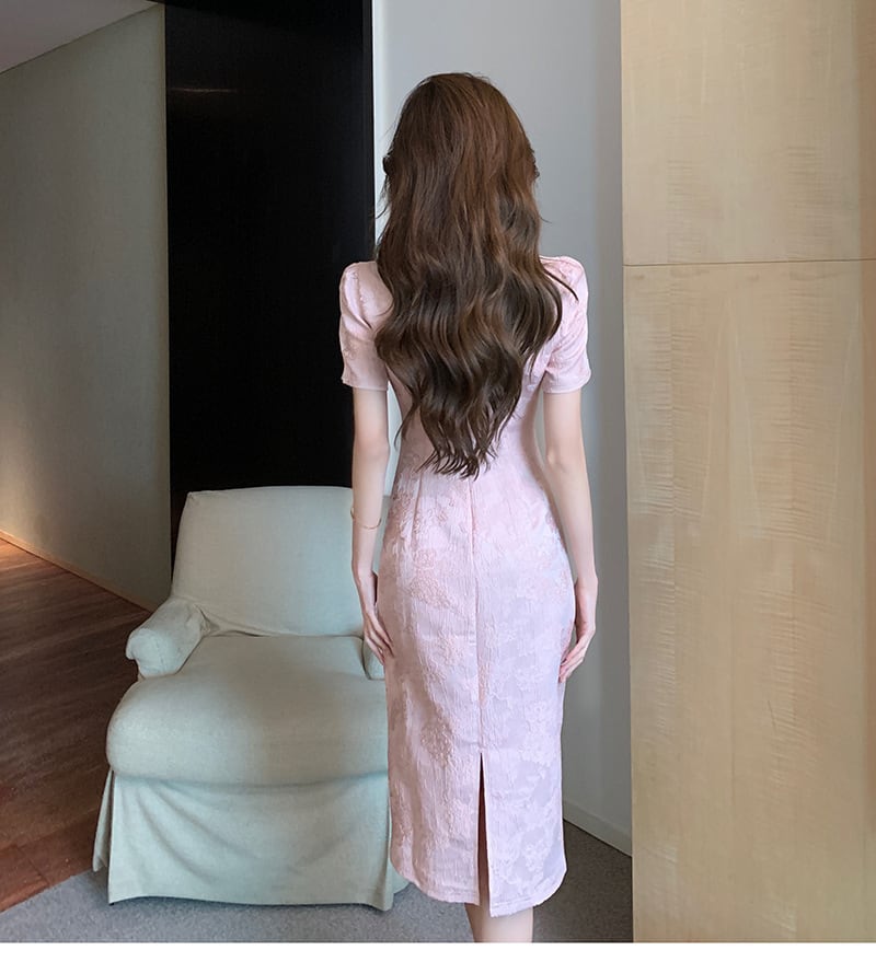 【dress】気質溢れる エレガントデートワンピース着瘦せ　M17358