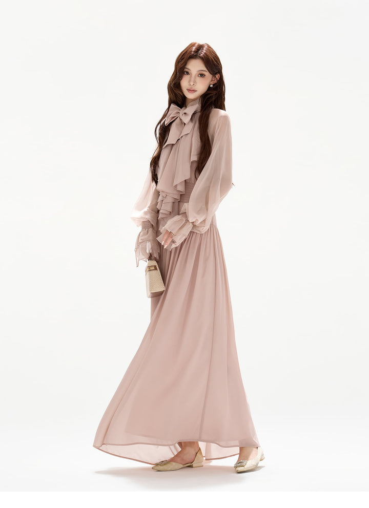 【dress】ボウタイロングワンピース　N3492