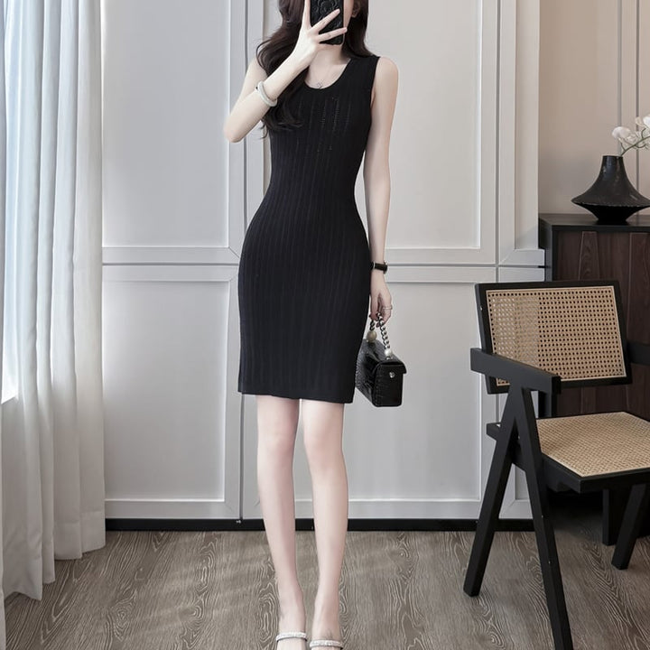 【dress】ノースリーブニットワンピース Q8488