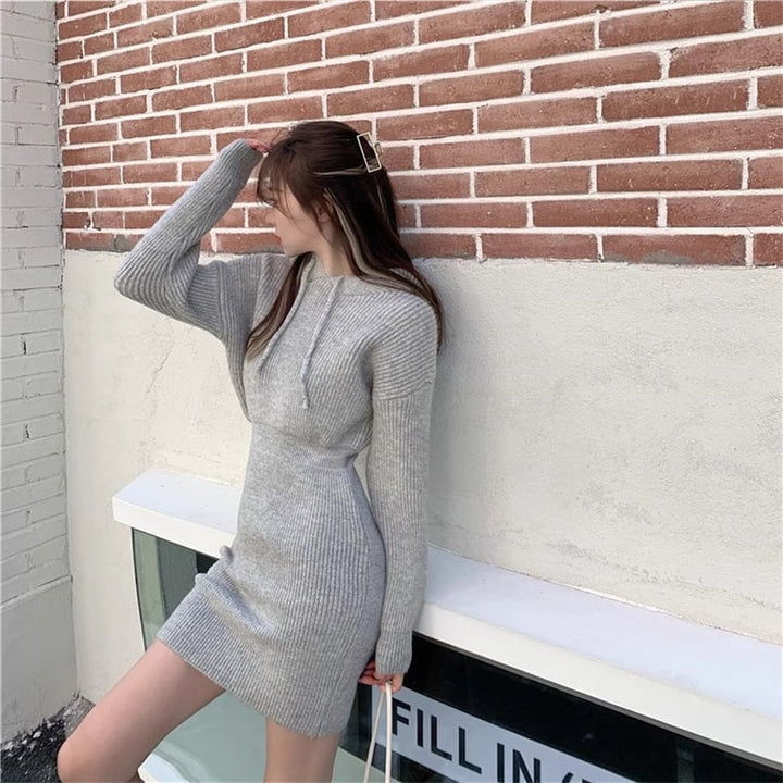 【dress】フード付きニットワンピース　M18367
