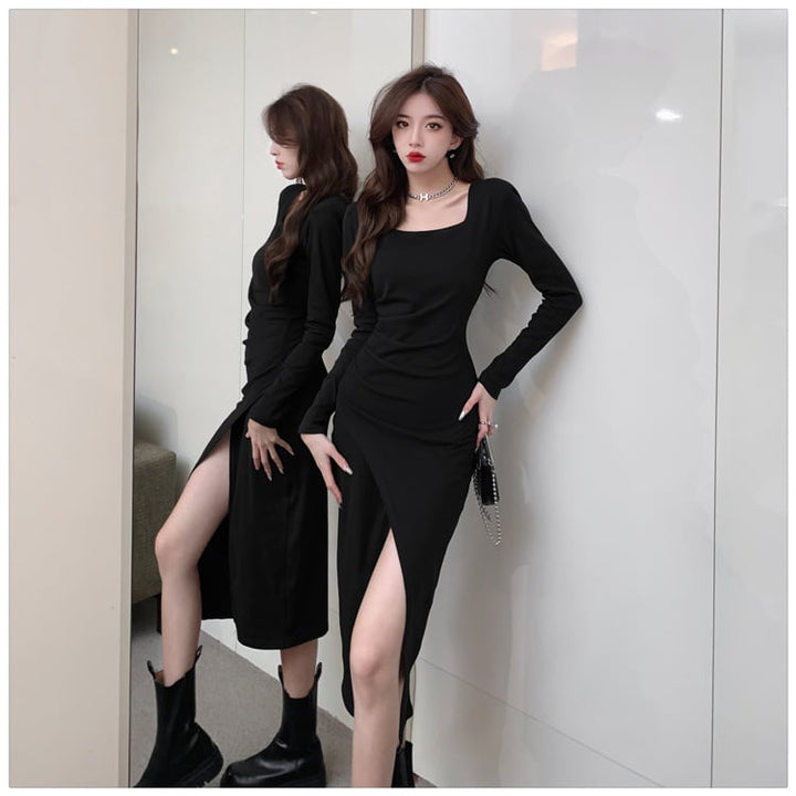 【dress】今季マストバイファッションスリットワンピース　M17015