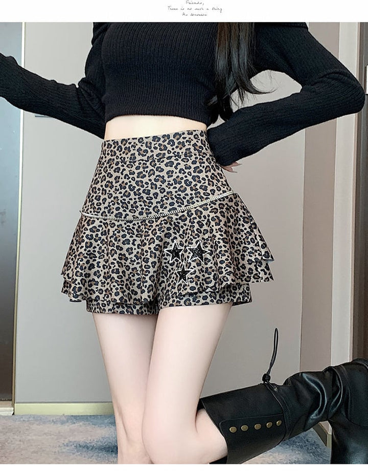 【bottoms】ヒョウ柄キュロットパンツ　M26580