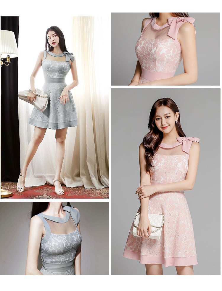 【dress】気質満点大人可愛いレースデートワンピース着瘦せ　M16748