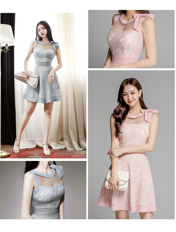 【dress】気質満点大人可愛いレースデートワンピース着瘦せ　M16748