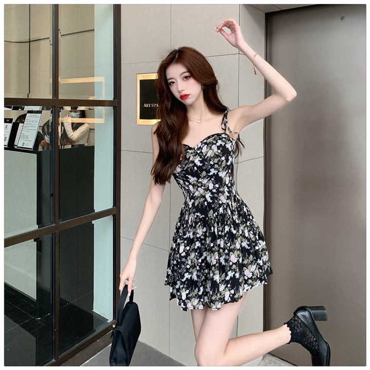 【dress】細身効果抜群♪花柄キャミワンピースオシャレ　M17224