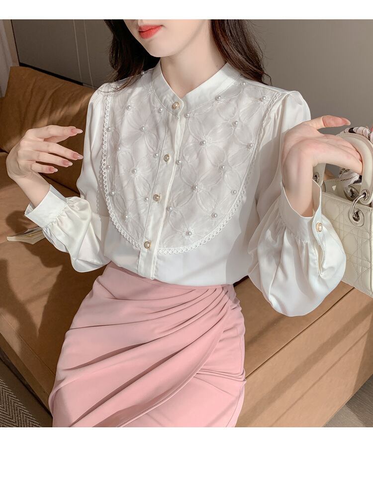 【tops】パールシャツトップス　M29377