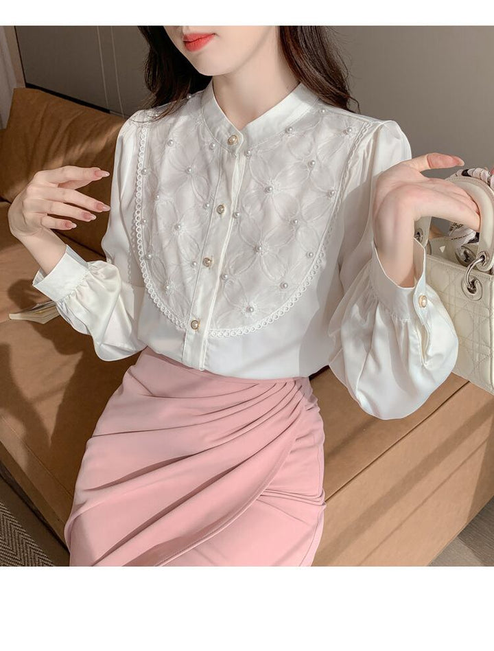 【tops】パールシャツトップス　M29377