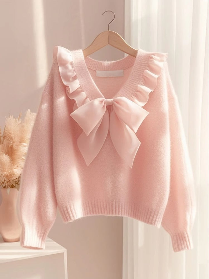 【tops】リボン付きニットセーター　M29128