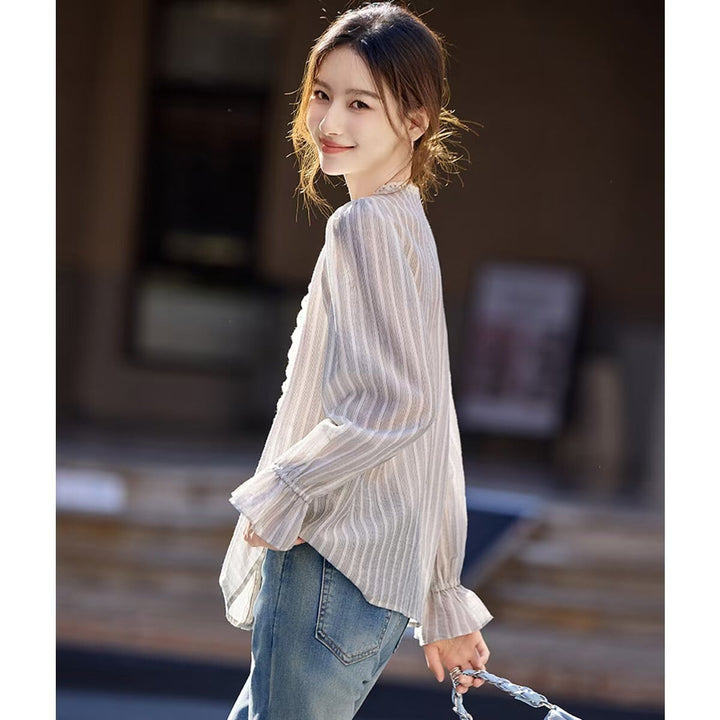 【tops】レース切り替えブラウス　M29668