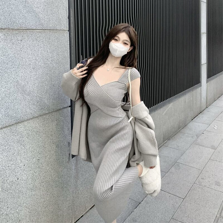 【set】ニットキャミワンピース×ニットカーデセット　M27856