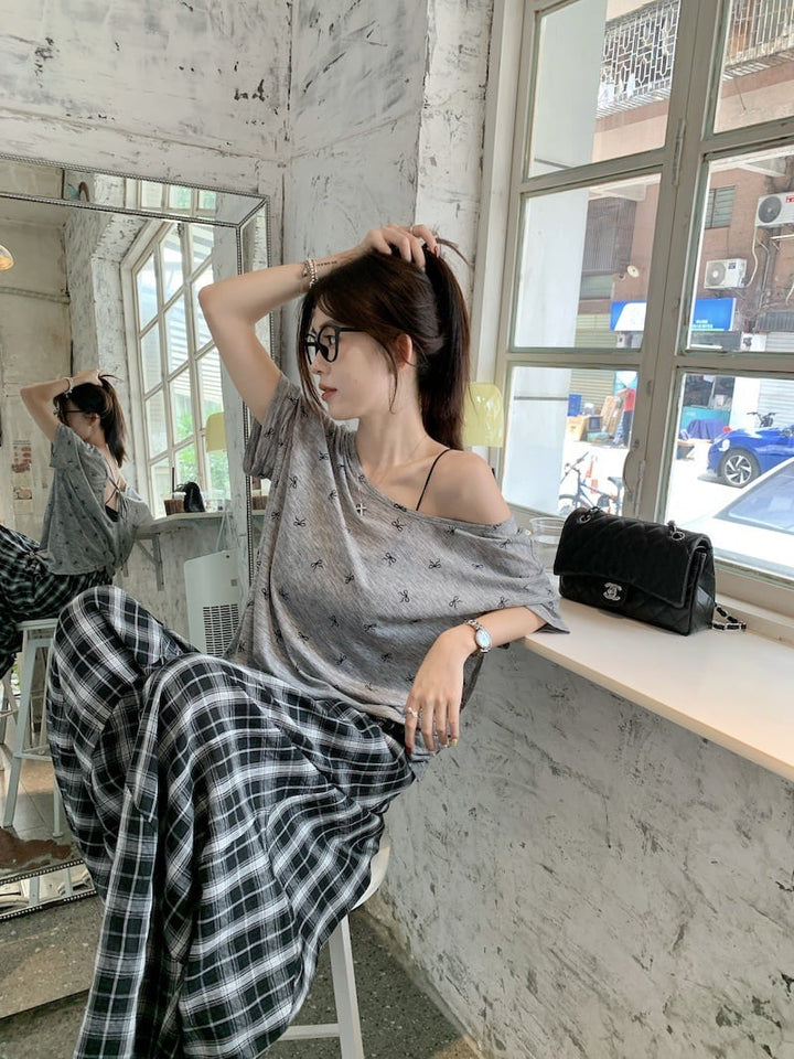 【set】Tシャツ×カジュアルパンツセット　M25139