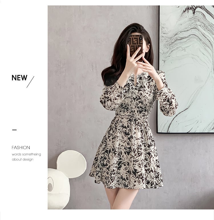【dress】韓国系超人気スウィート花柄ワンピース着瘦せ　M17293