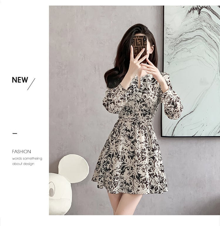 【dress】韓国系超人気スウィート花柄ワンピース着瘦せ　M17293