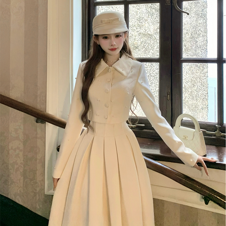 【set】パール付きショートジャケット×ロングスカートセット    N3401
