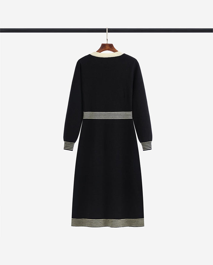 【dress】ボーダー柄ニットワンピース Q7299