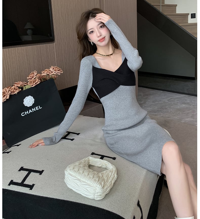 【dress】人気上昇中 chicファッションニットワンピース　M17606