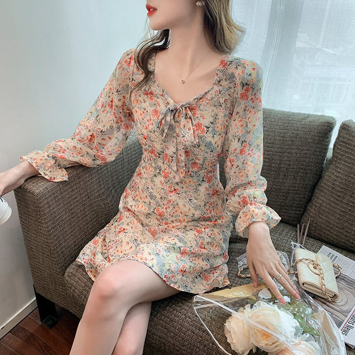 【dress】絶対欲しいスウィート花柄ワンピース着瘦せ　M17069