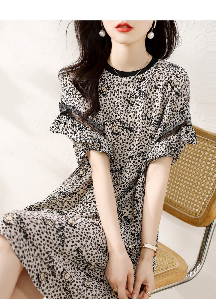【dress】人気を独占中 カジュアル花柄ワンピースゆったり　M16860