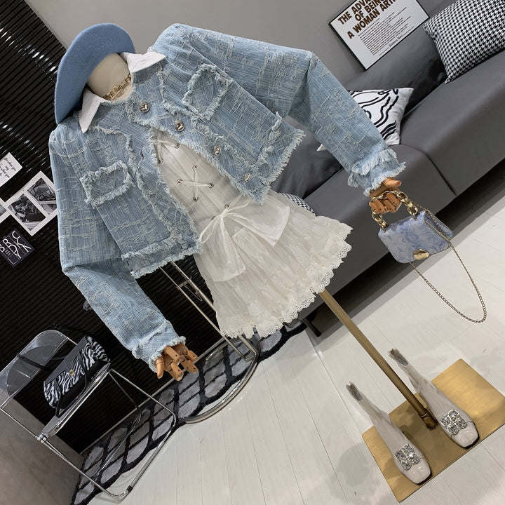 【set】シャツトップス+ショートジャケット+スカートセット　M26610