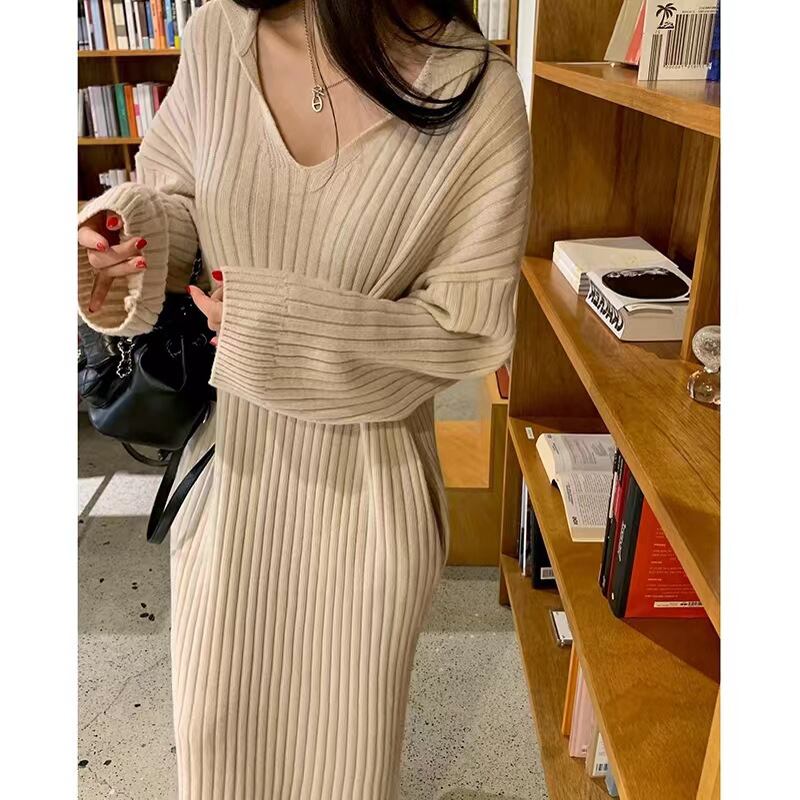 【dress】フード付きニットワンピース　M28089
