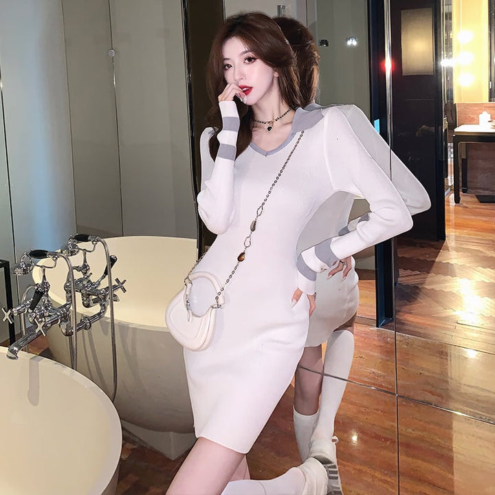 【dress】大人らしい ニットワンピース韓国系着心地良い　M17539