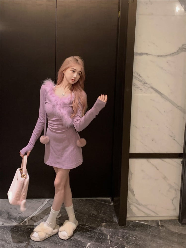 【dress】ファーワンピース　M20192
