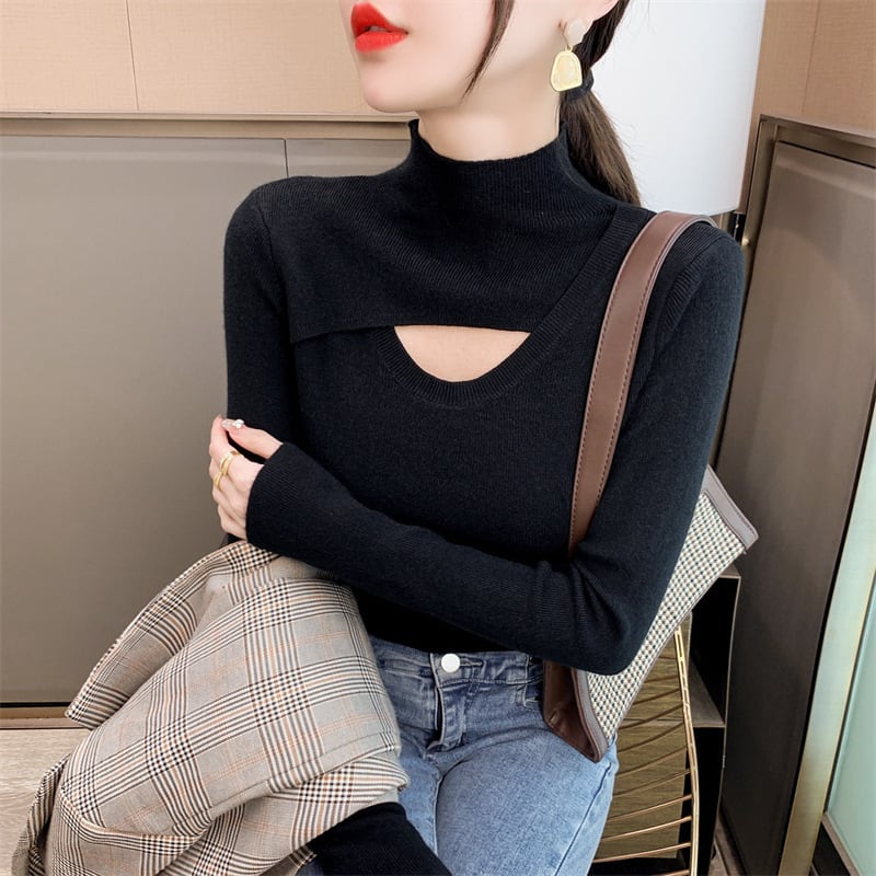 【tops】カットワークニットトップス　M18236