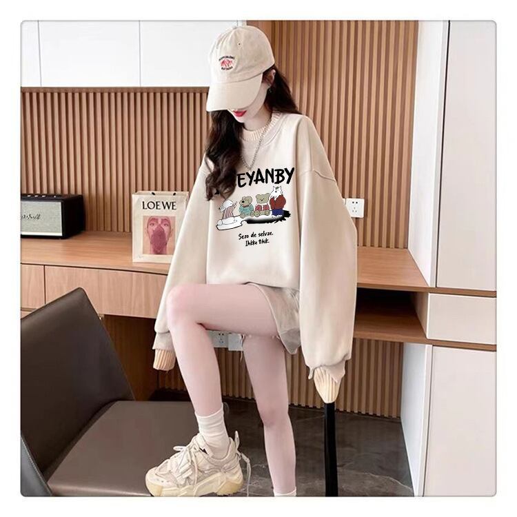 【tops】裹起毛プリントプルオーバー　M28817