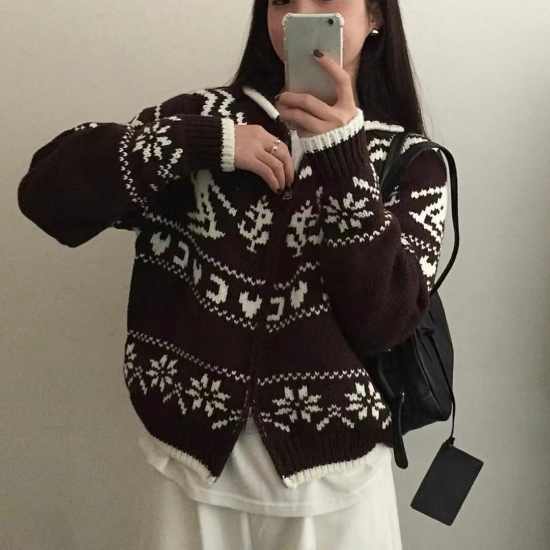【outer】ジャカードニットカーデ　M27130