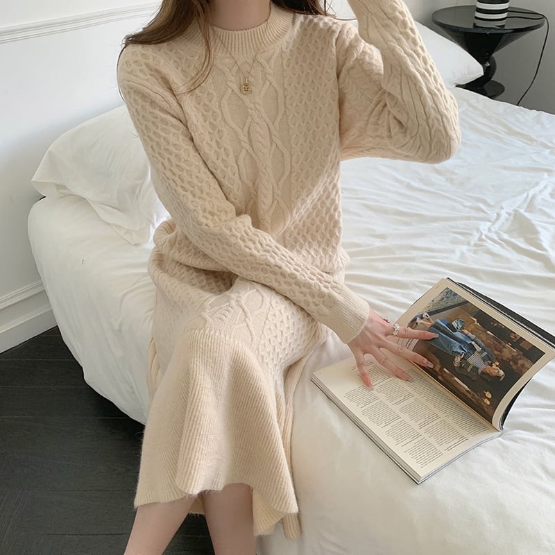 【dress】今季マストバイニットワンピースゆったり　M17657
