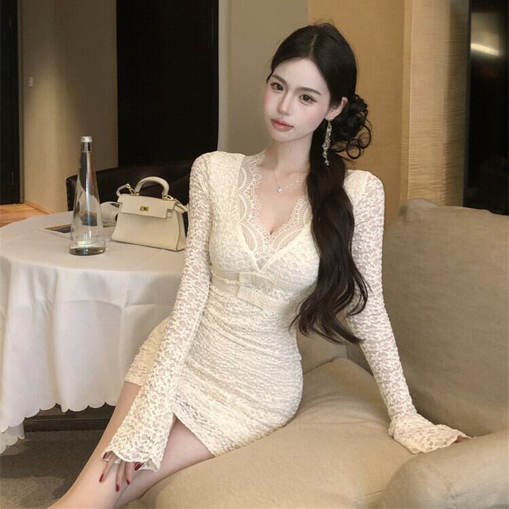 【dress】Vネックレースワンピース　M28884