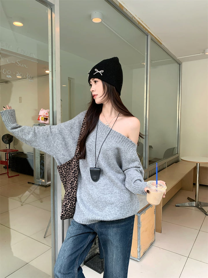 【tops】オフショルダーニットセーター　M26982