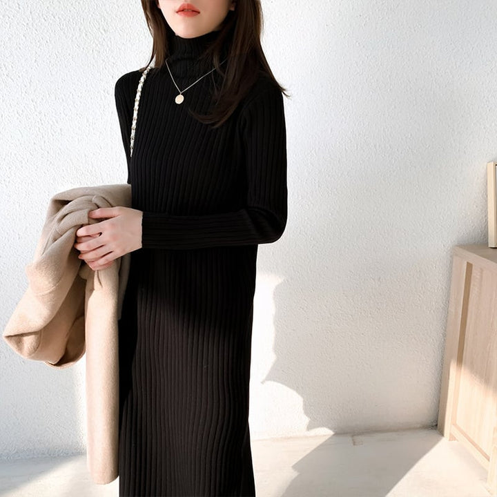 【dress】人気アイテム ! ハイネックニットワンピース　M17662
